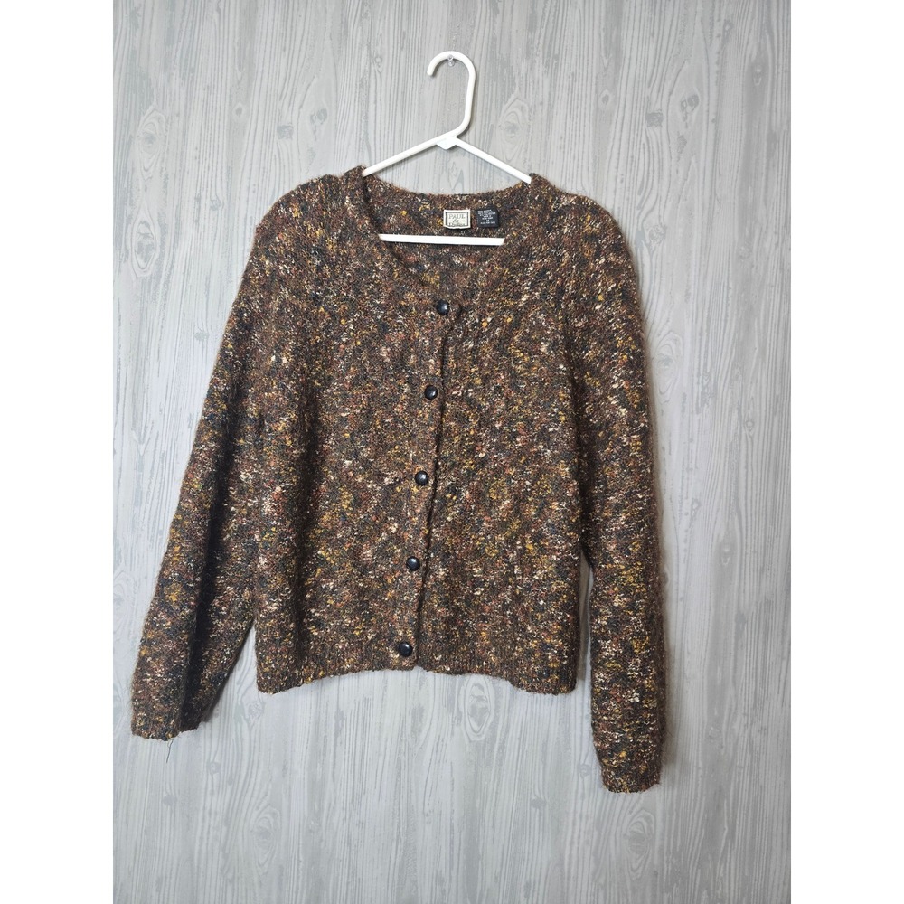 Paul & Duffier Vintage Mohair Blend Cardigan Brown Confetti Knit Sweater Medium